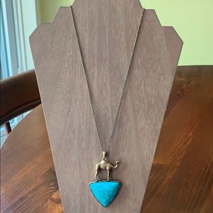 Lucky Brand camel and turquoise necklace